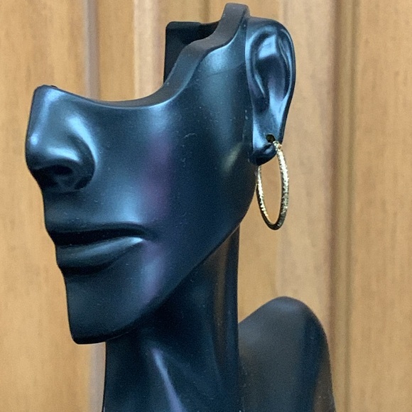 24K Gold Plated Textured Hoops - Picture 2 of 4